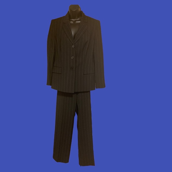 Kasper Pants - Kasper black pinstriped petite suit